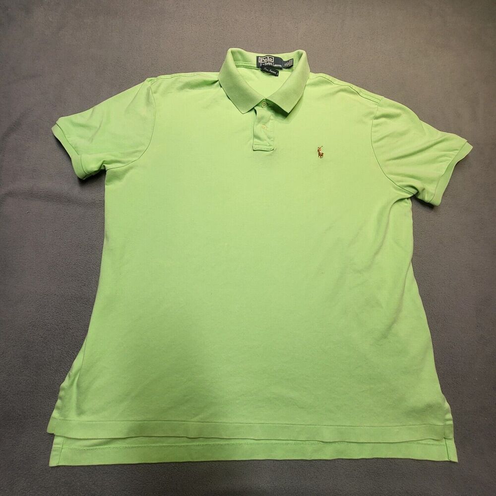 Polo Ralph Lauren Polo Shirt Mens XL Green Short Sleeve Pima‎ Flesh Pony